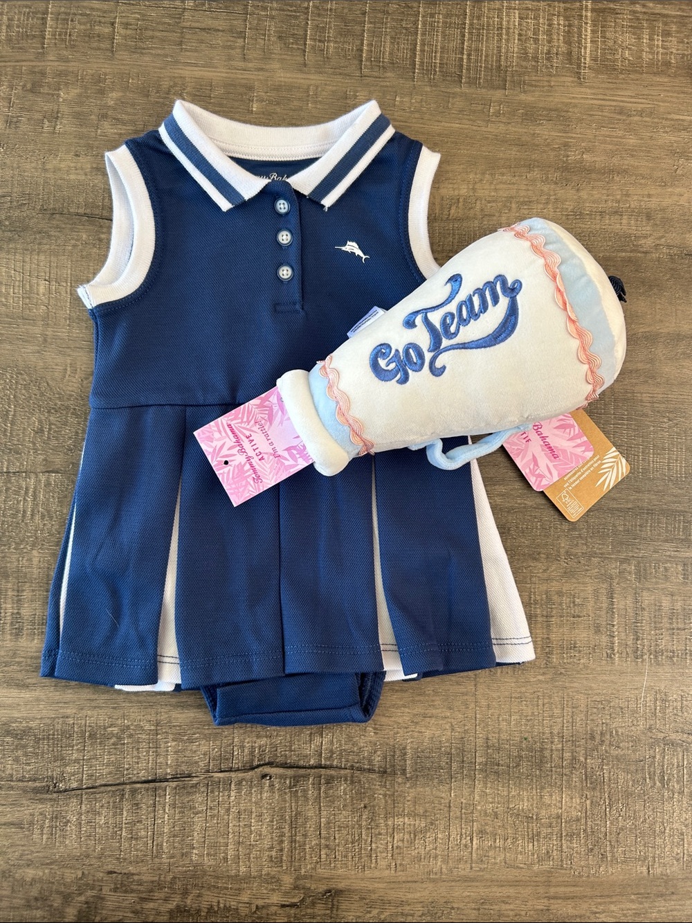 Tommy Bahama Navy & White Sleeveless Polo Dress for Kids